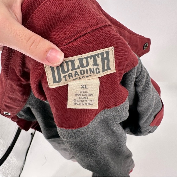 Duluth Trading Co. Men's Fleece Lined Red Canvas Chore Barn Jacket Snap XL - Picture 4 of 5